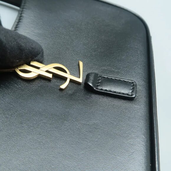 100% Authentic SAINT LAURENT Le 5 a 7 Black Leather Tote 1393-11724 - Picture 8 of 12